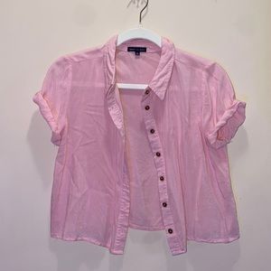 Cropped button up tee